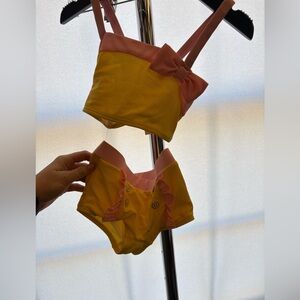 Janie and Jack Yellow & Pink Bow Bikini Set (Size 4)